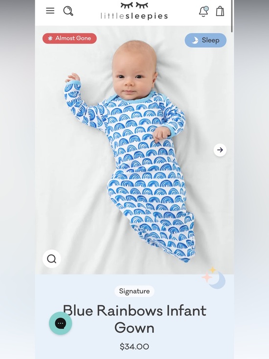 Little Sleepies Other - Little Sleepies Blue & White Wave Footed Pajamas with Mittens